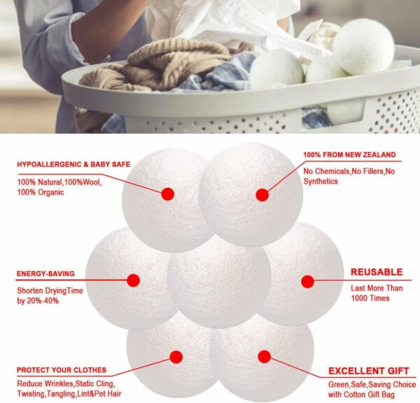 CloudDry Wool Dryer Balls (6-Pack) — Softer Laundry, Zero Chemicals